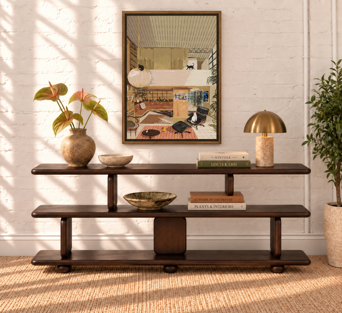 Arden Sculptural Display Bookshelf in Espresso