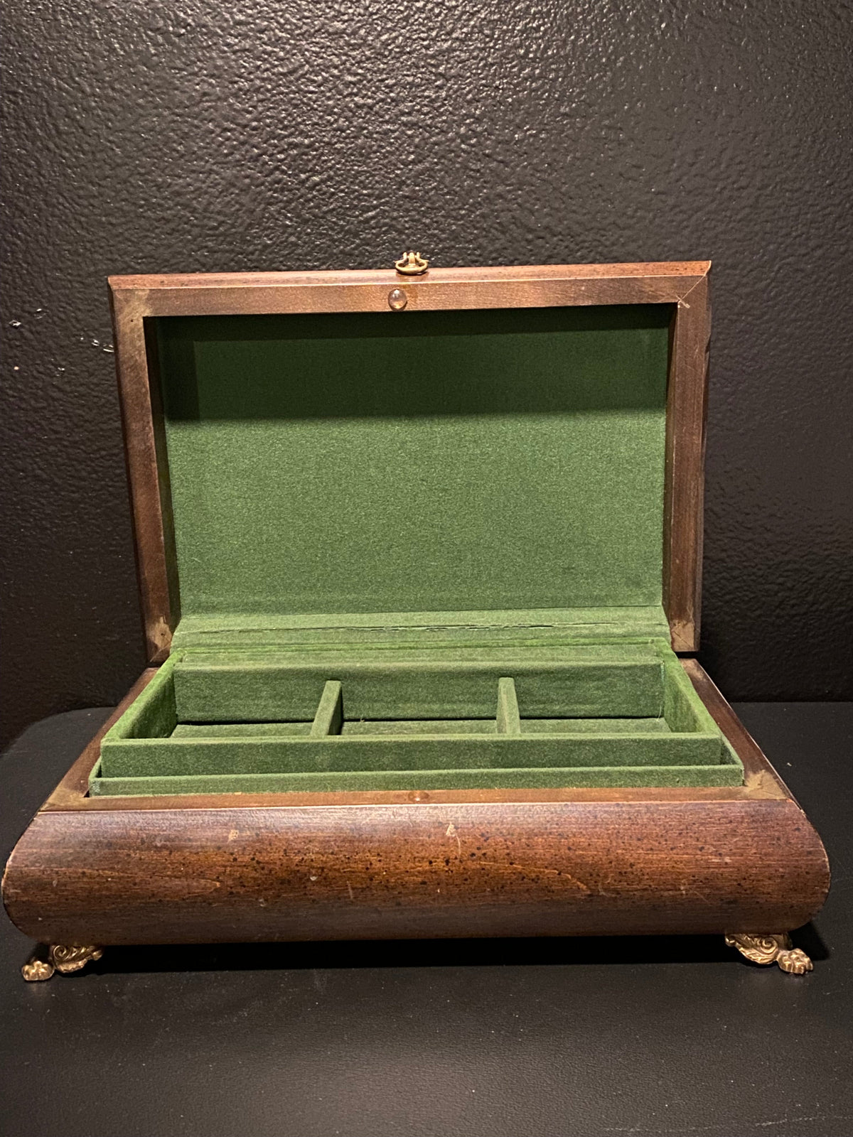 Large Elegant Jewelry Box with Brass Claw Foot