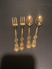 Gold Electroplated Spoon and Fork Set
