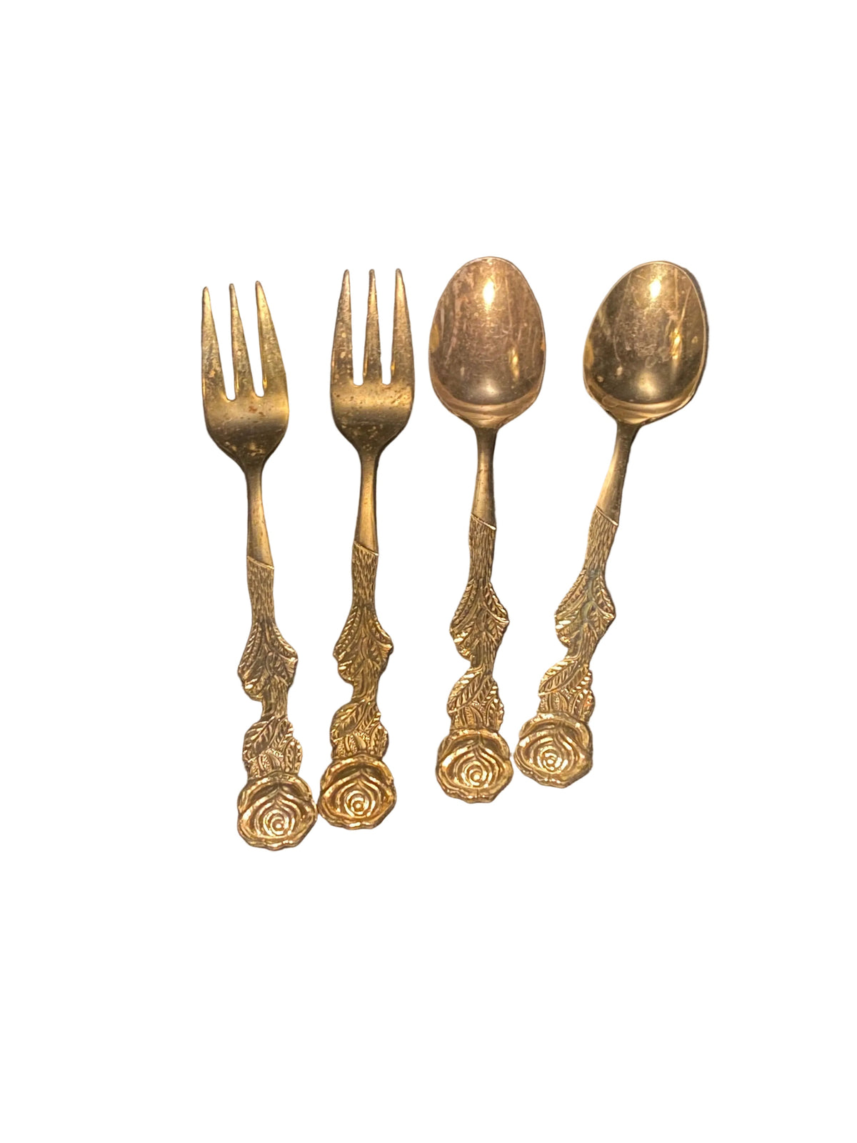 Gold Electroplated Spoon and Fork Set
