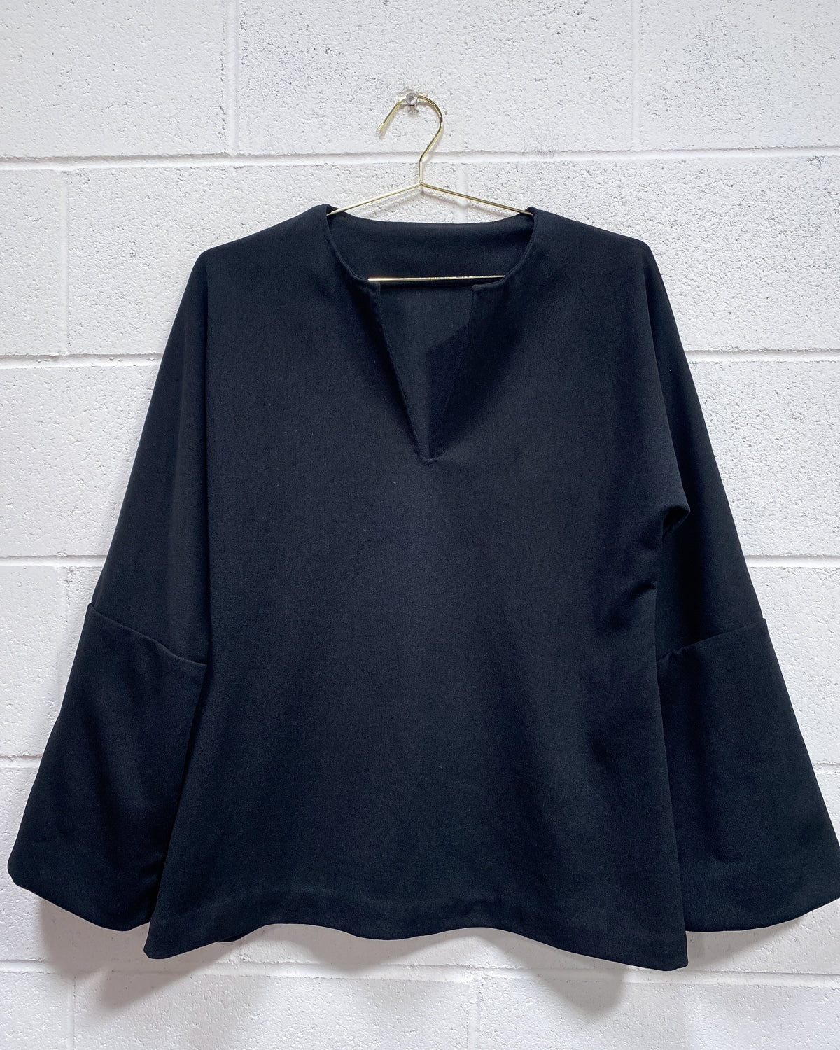 Vintage Black Blouse with Bell Sleeves