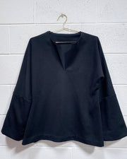 Vintage Black Blouse with Bell Sleeves