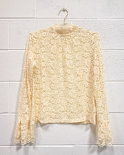 Mock Neck Lace Blouse with Bell Sleeves (XL)