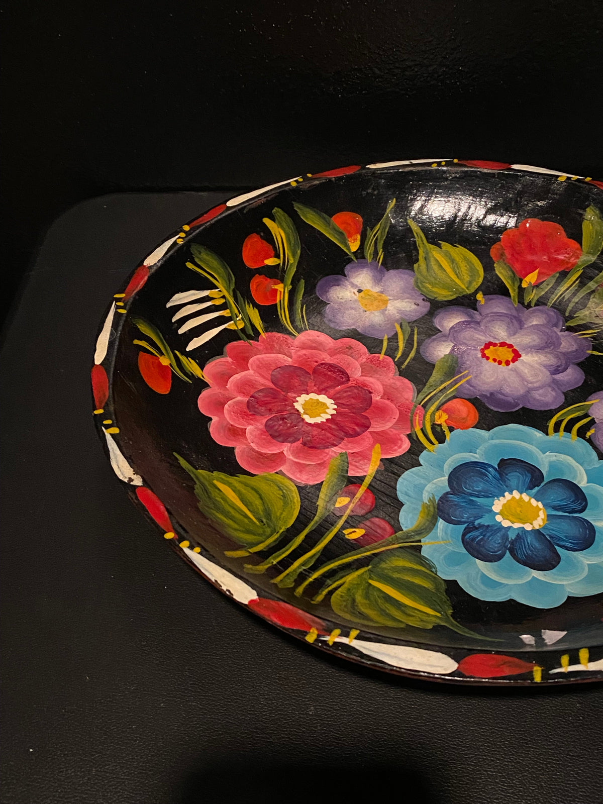 Vintage Mexican Batea Folk Art Bowl