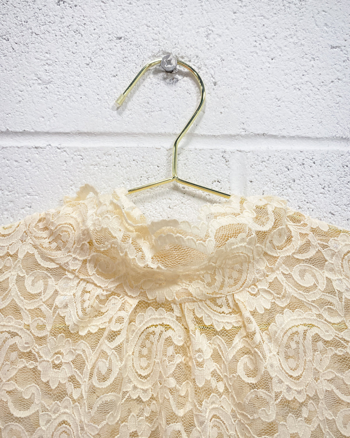 Mock Neck Lace Blouse with Bell Sleeves (XL)