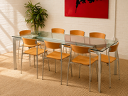 Seccose Mario Hasuike Italian Glass Dining Table with 6 chairs