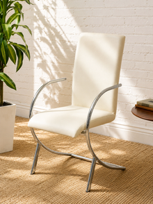 Vintage Postmodern White and Chrome Cantilever Armchair