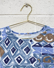 Vintage Graphic Blouse in Blues and Brown