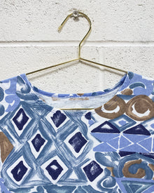 Vintage Graphic Blouse in Blues and Brown
