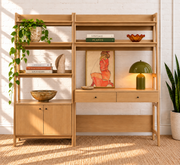 Delina Desk and Bookshelf Workspace Set in Natural