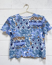 Vintage Graphic Blouse in Blues and Brown