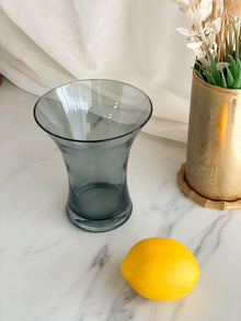 Vintage Short Smoke Glass Vase