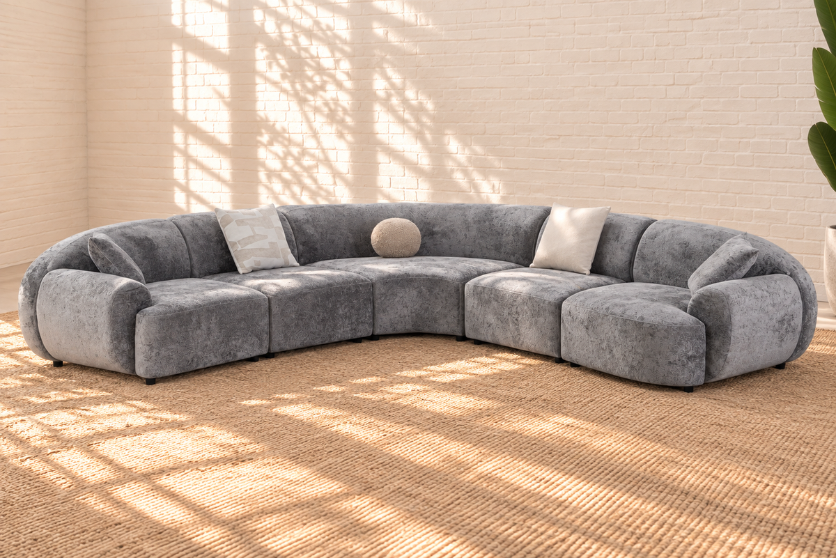 Aela Curved Sectional Sofa in Ash Gray