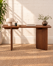 Alijah Sculptural Desk in Natural Brown