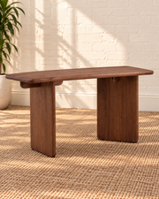 Alijah Sculptural Desk in Natural Brown