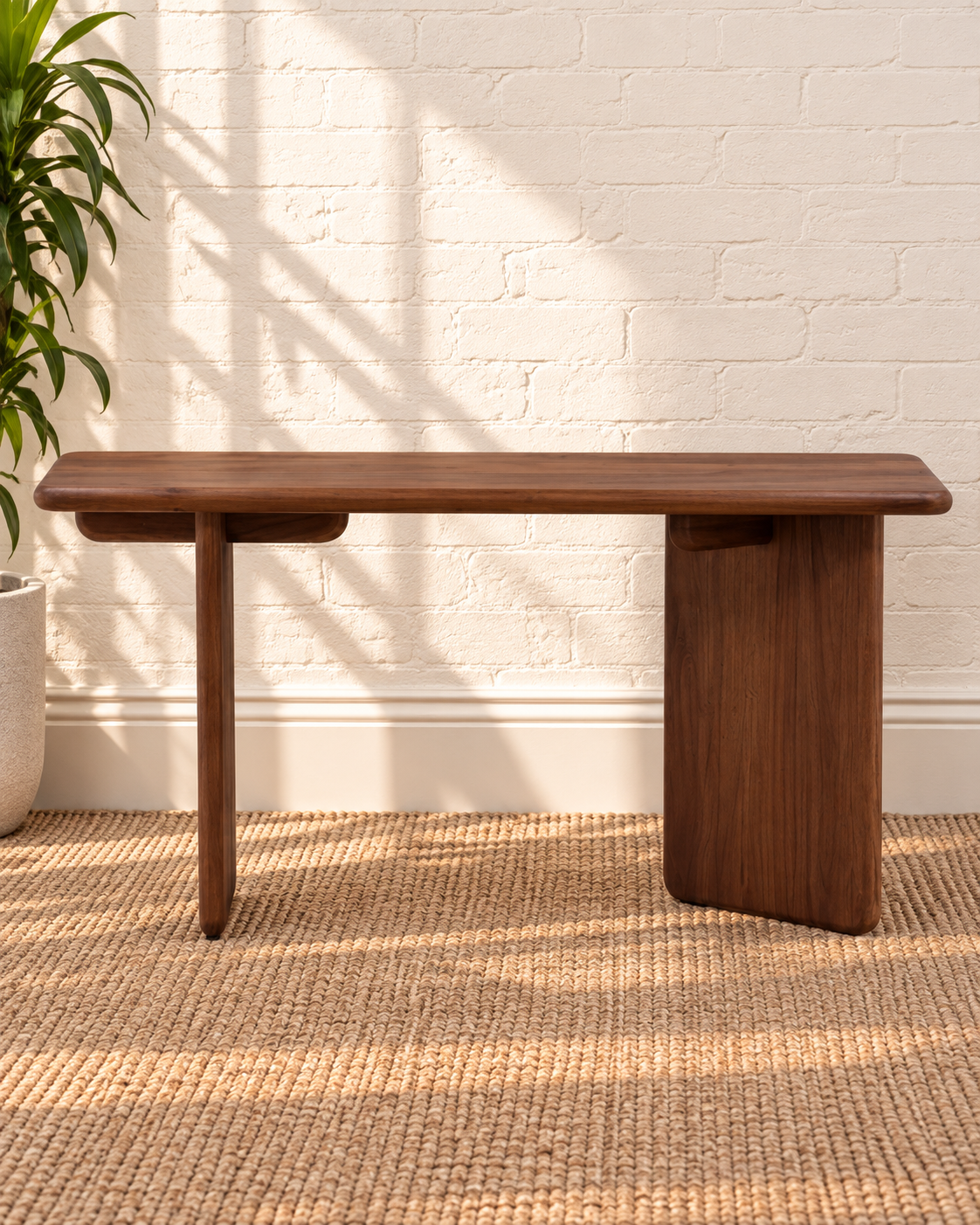 Alijah Sculptural Desk in Natural Brown