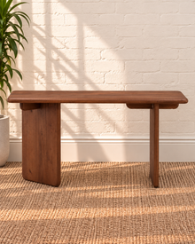 Alijah Sculptural Desk in Natural Brown