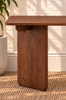 Alijah Sculptural Desk in Natural Brown