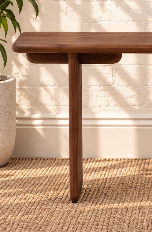 Alijah Sculptural Desk in Natural Brown