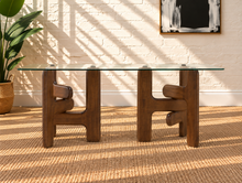 Amani Glass Dining Table in Walnut