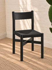 Amelie Woven Oak Dining Chair in Charcoal