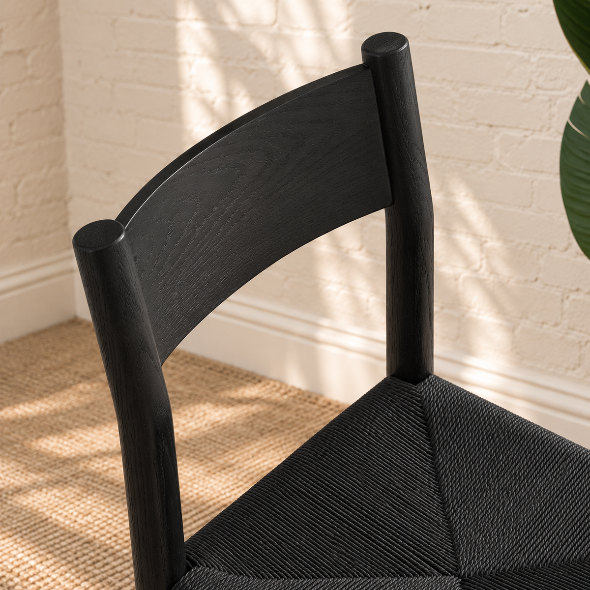 Amelie Woven Oak Dining Chair in Charcoal