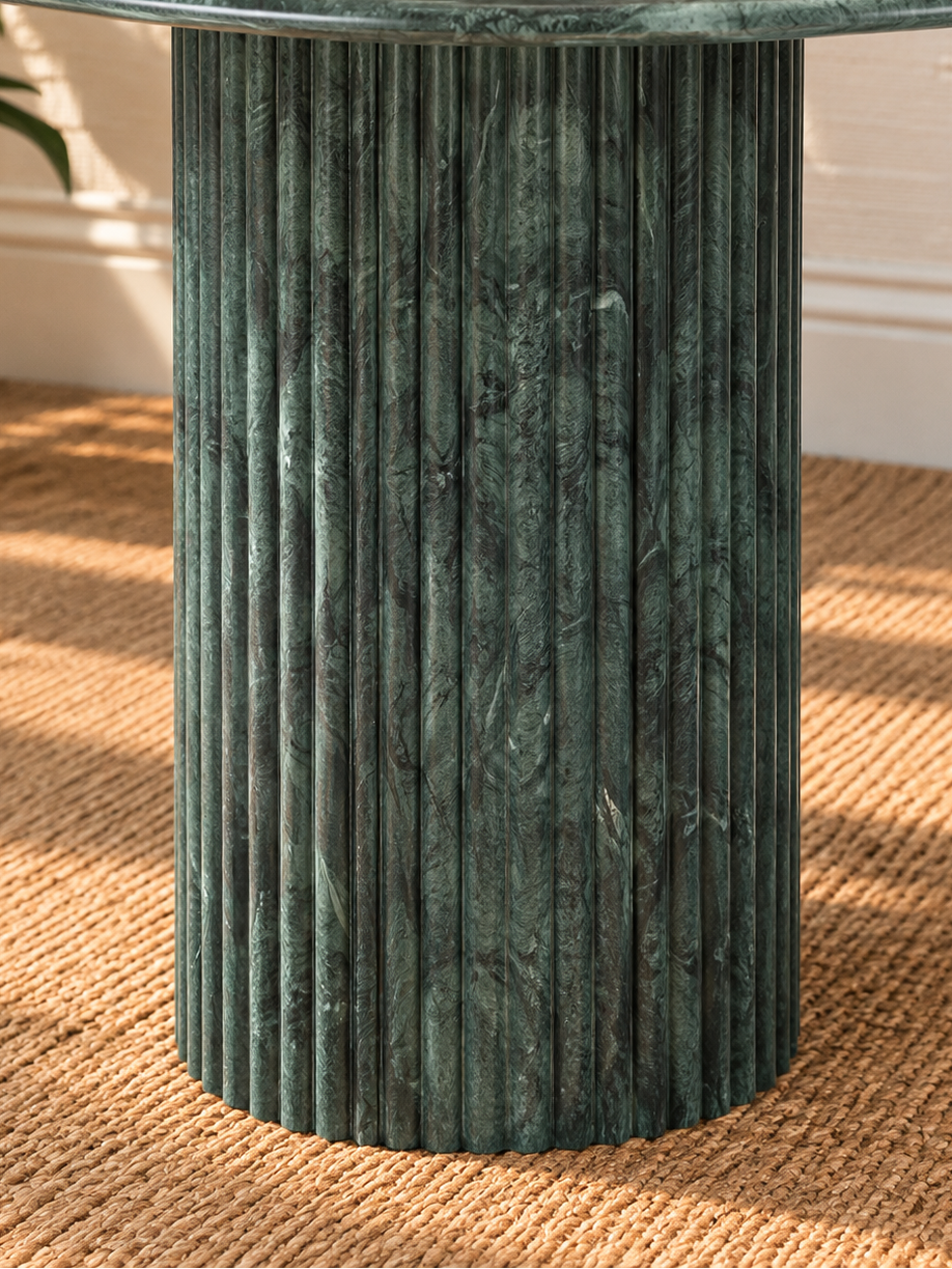Atley Marble Dining Table in Forest Green