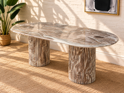 Atley Marble Dining Table in Taupe