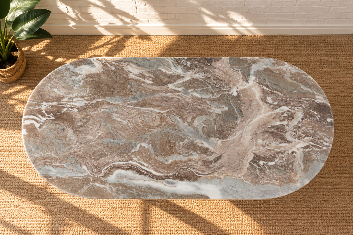Atley Marble Dining Table in Taupe