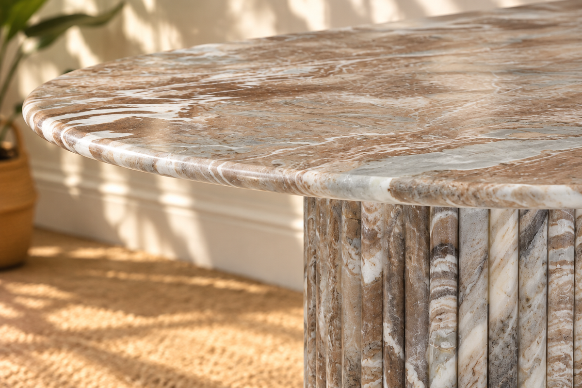 Atley Marble Dining Table in Taupe