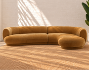 Audrey Two-Piece Curved Sectional Sofa in Mustard