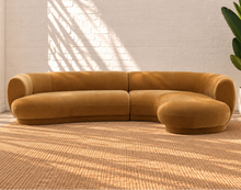 Audrey Two-Piece Curved Sectional Sofa in Mustard