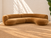Audrey Two-Piece Curved Sectional Sofa in Mustard