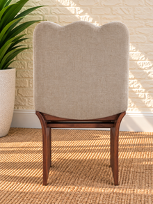 Ayala Walnut Dining Chair Upholstered in Taupe Chenille