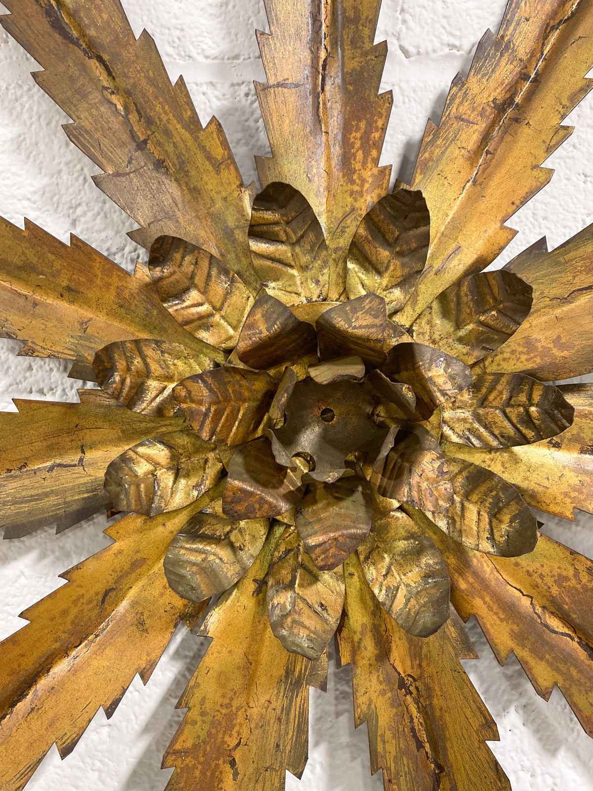 Vintage Gilt Metal Sunburst Wall Hanging