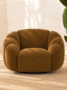 Bellamy Swivel Accent Chair in Camel Brown