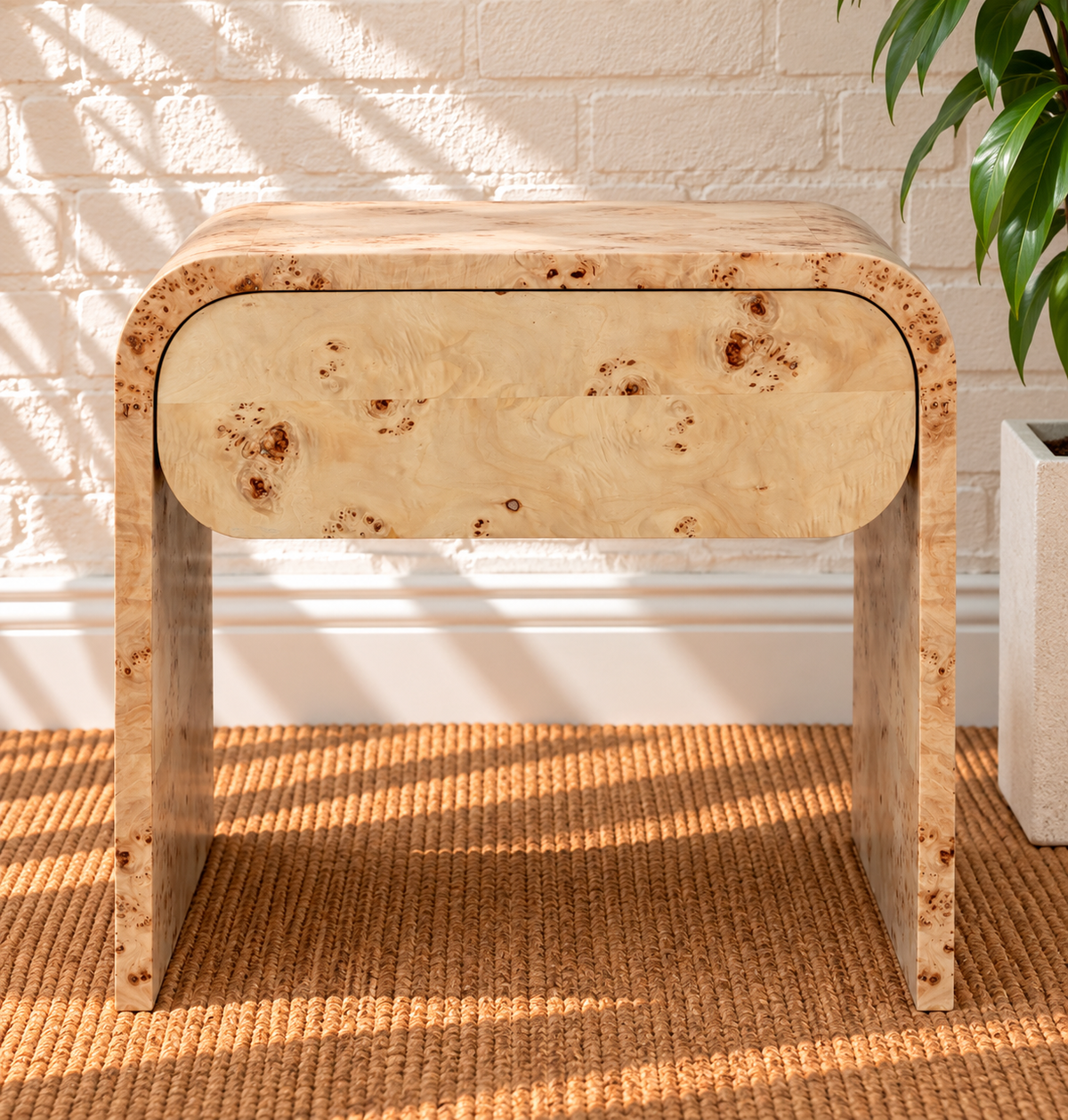 Blaise Nightstand with Drawer in Natural Burl