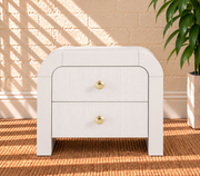 Blanca 2-Drawer Ash Wood Nightstand in Arctic White