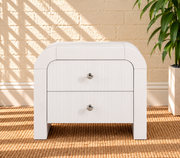 Blanca 2-Drawer Ash Wood Nightstand in Arctic White