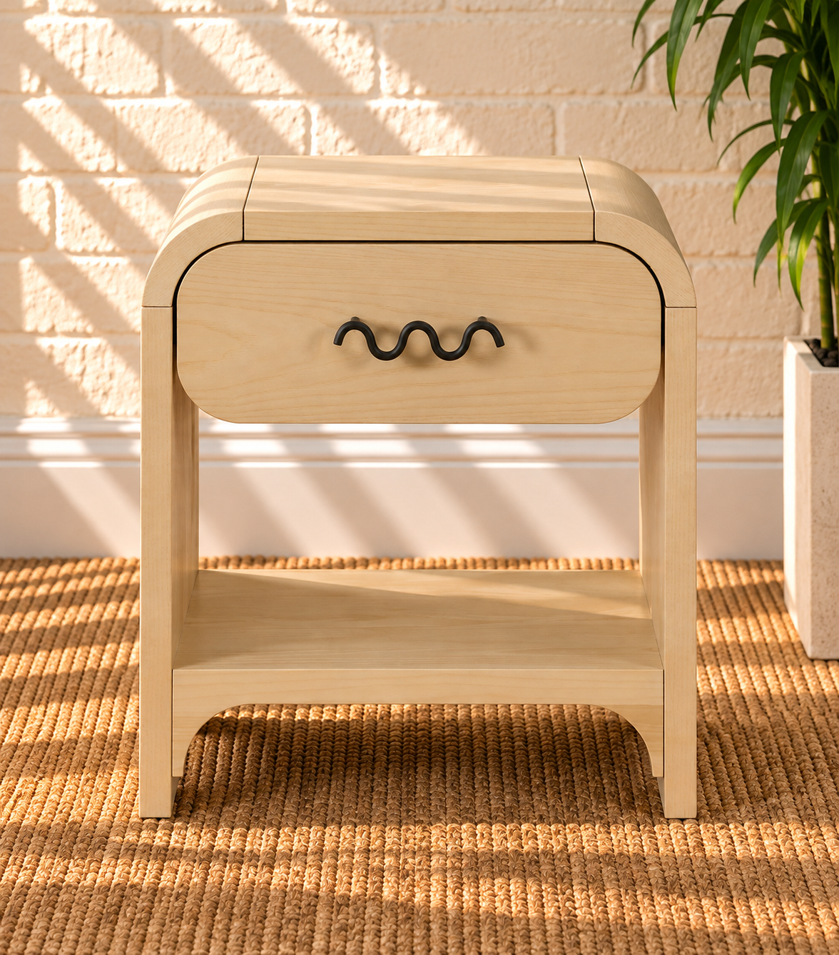 Byron Wood Nightstand with Drawer in Blonde Oak