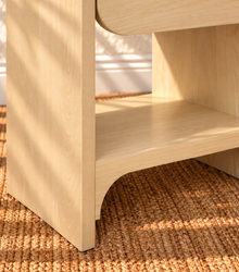 Pair of Byron Wood Nightstands with Drawer in Blonde Oak