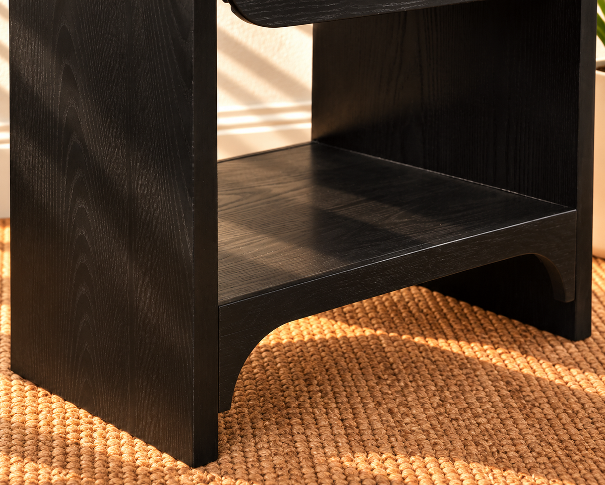 Byron Wood Nightstand with Drawer in Charcoal