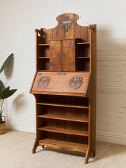 Rare Antique Arts and Crafts Style Oak Secretary Bookcase