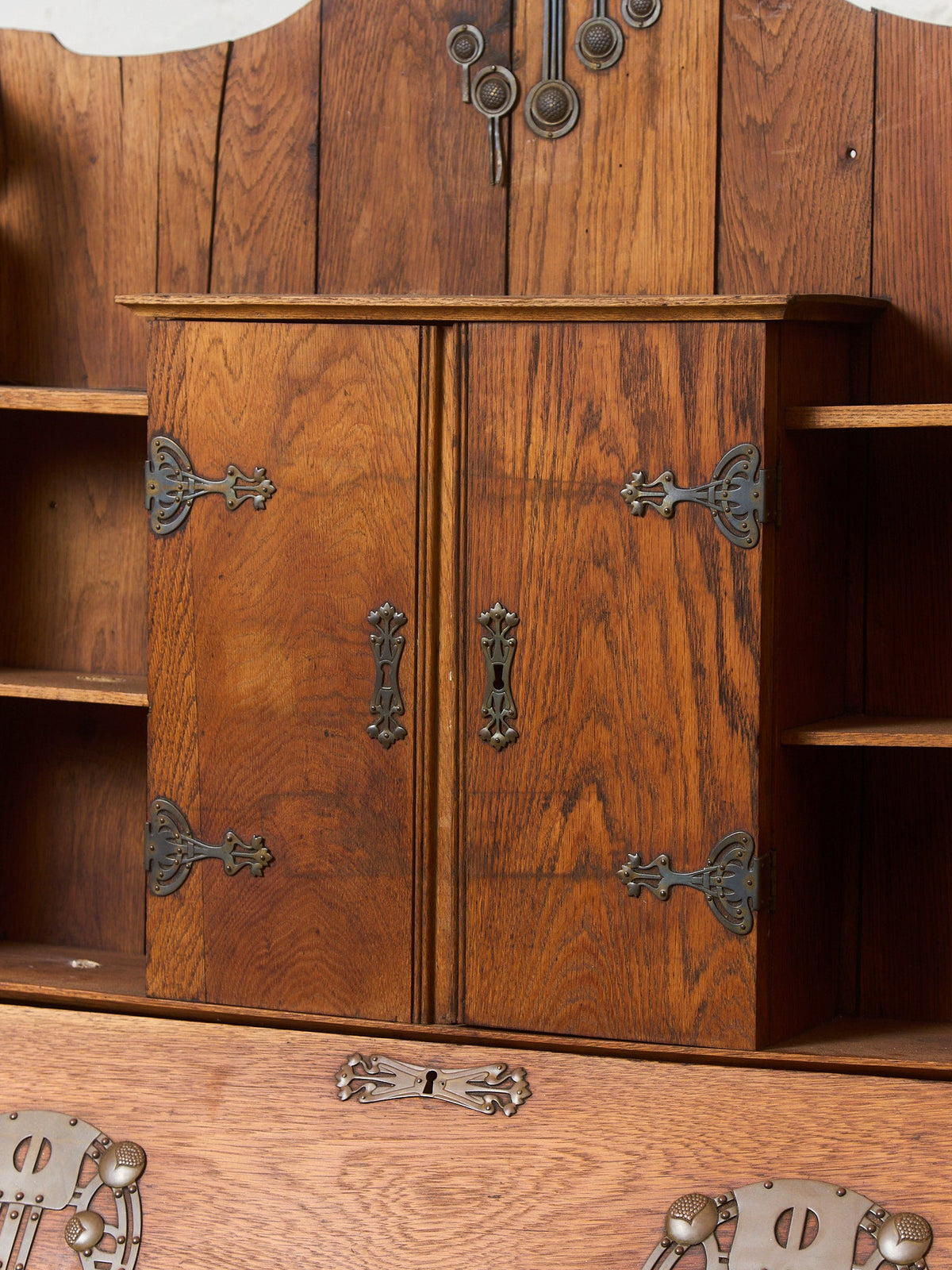 Rare Antique Arts and Crafts Style Oak Secretary Bookcase