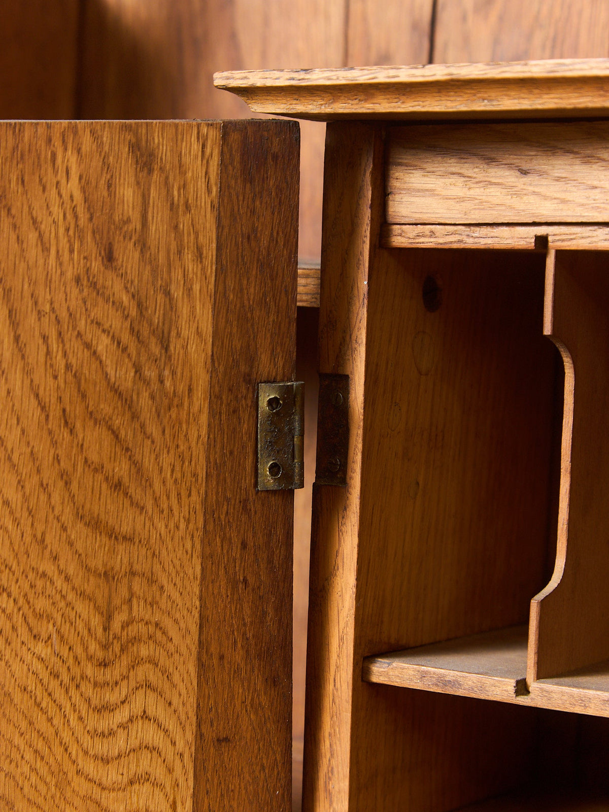 Rare Antique Arts and Crafts Style Oak Secretary Bookcase
