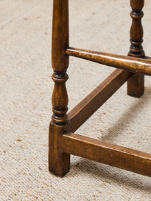 Vintage Wood Bar Stools with Upholstered Seats, Classic Transitional Pair