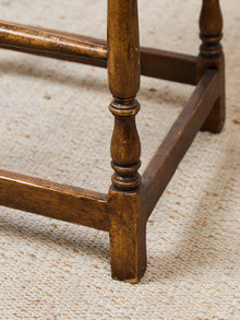 Vintage Wood Bar Stools with Upholstered Seats, Classic Transitional Pair