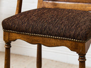 Vintage Wood Bar Stools with Upholstered Seats, Classic Transitional Pair