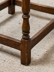 Vintage Wood Bar Stools with Upholstered Seats, Classic Transitional Pair