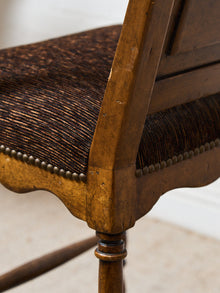 Vintage Wood Bar Stools with Upholstered Seats, Classic Transitional Pair